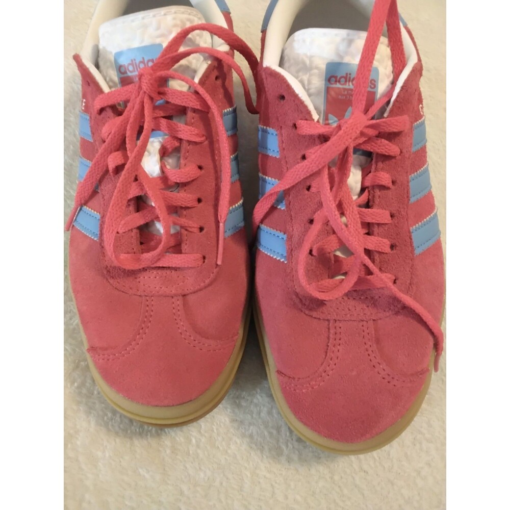 Burgungy And Blue Gazelle Suede Platform Adidas Sneakers Men Size 7.5